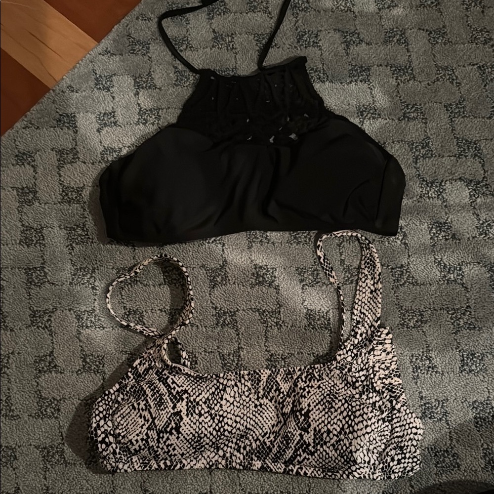 Xhilaration Black and Snake Print Bikini Tops